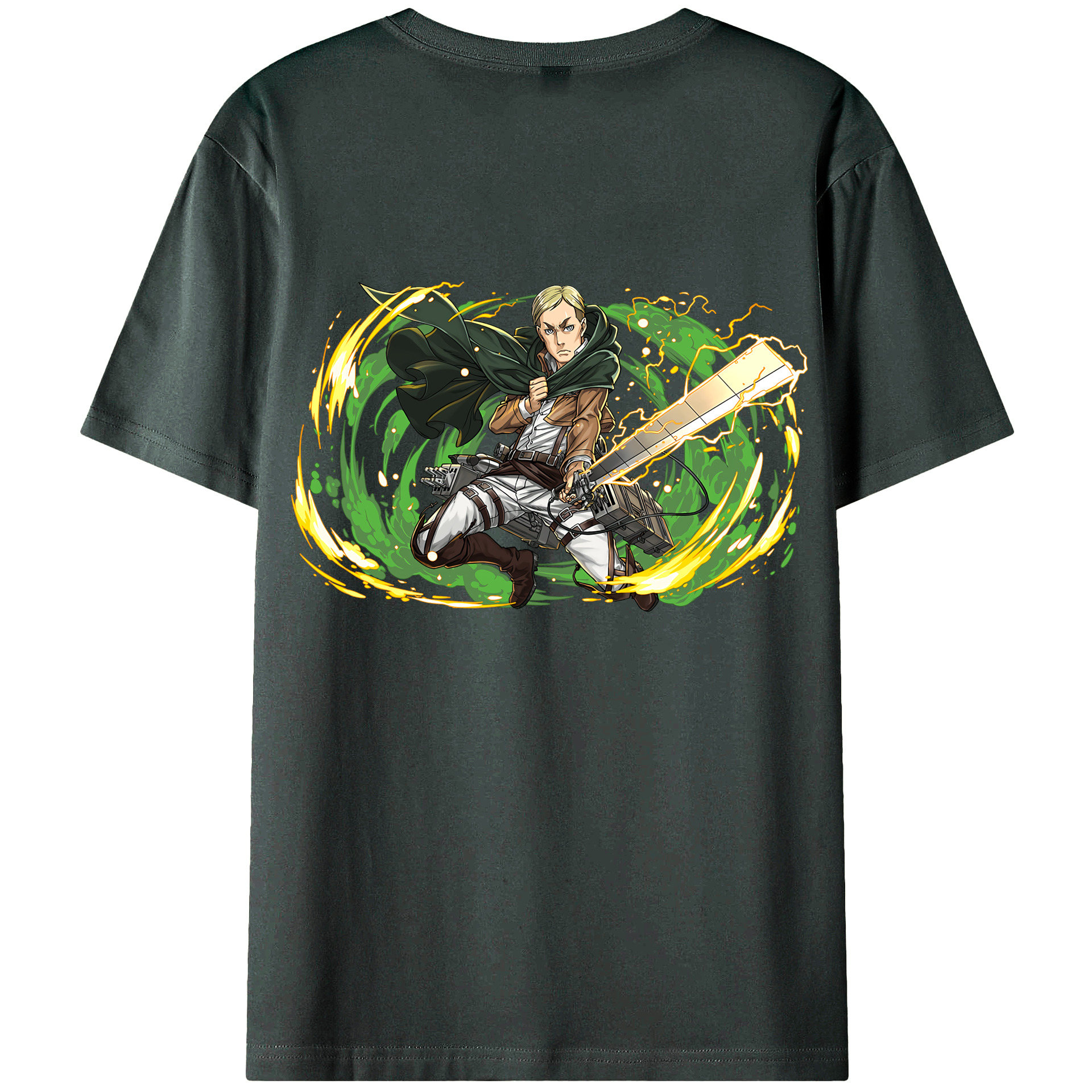 （画像用） 進撃の巨人 エルヴィン・スミス Attack on Titan Erwin Smith 綿100％ メンズ半袖Tシャツ（バックプリント） 通気性
